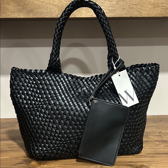 Worthington Handbags - NWT Worthington Black large Woven Tote Bag and wristlet